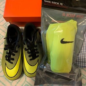 Nike toddler soccer cleats and shin socks